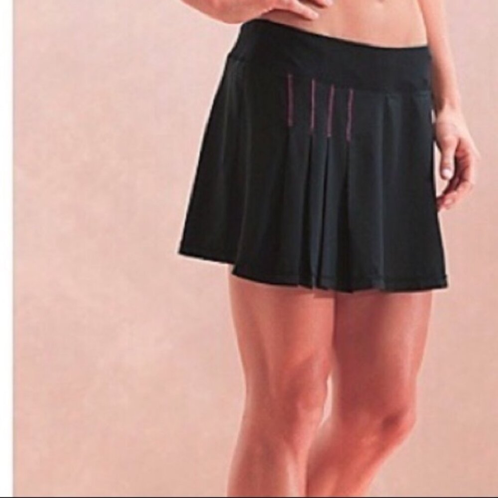 Athleta Second Wind Black Pink Pleated Golf Tennis Running Athletic Skort Size S
